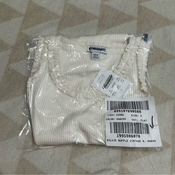 J crew ivory Girls' everyday ruffle-trim tank top in vintage rib - Picture 3 of 4